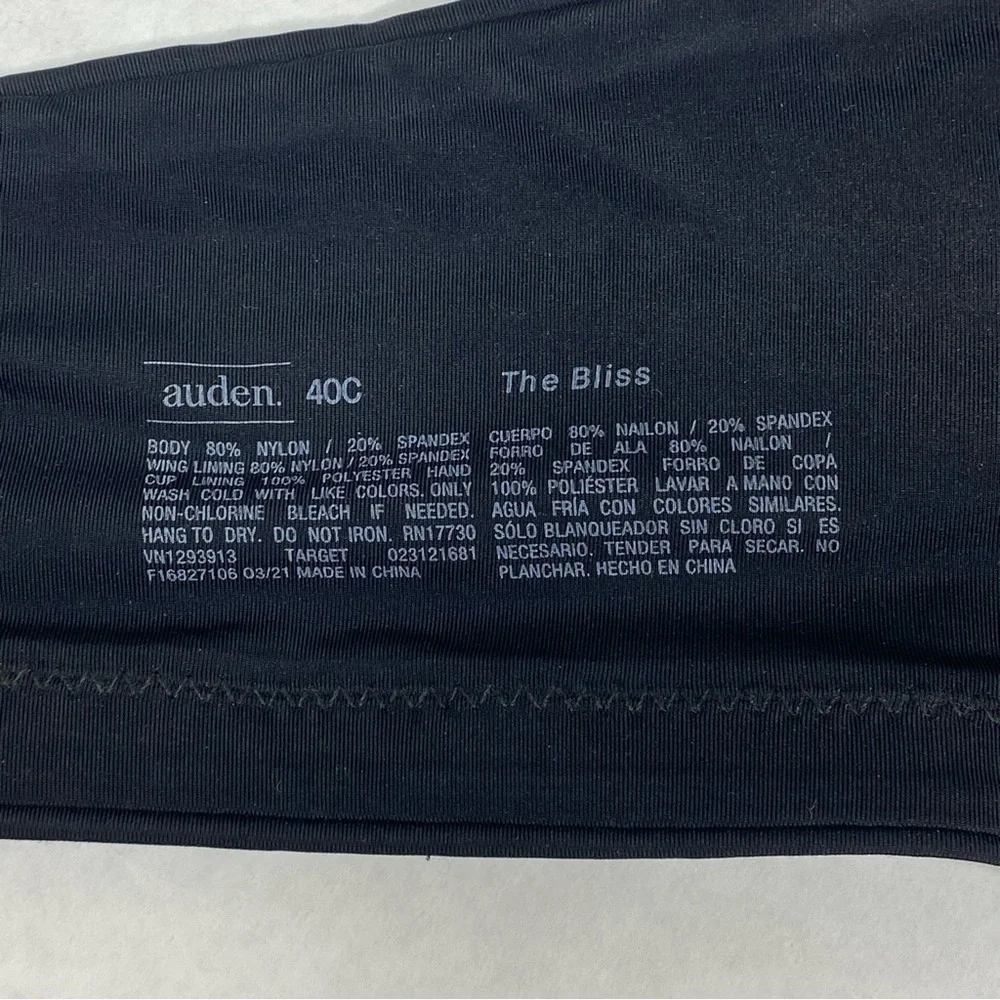 Auden The Bliss Black Bra 40C Wireless Soft Cup Lined